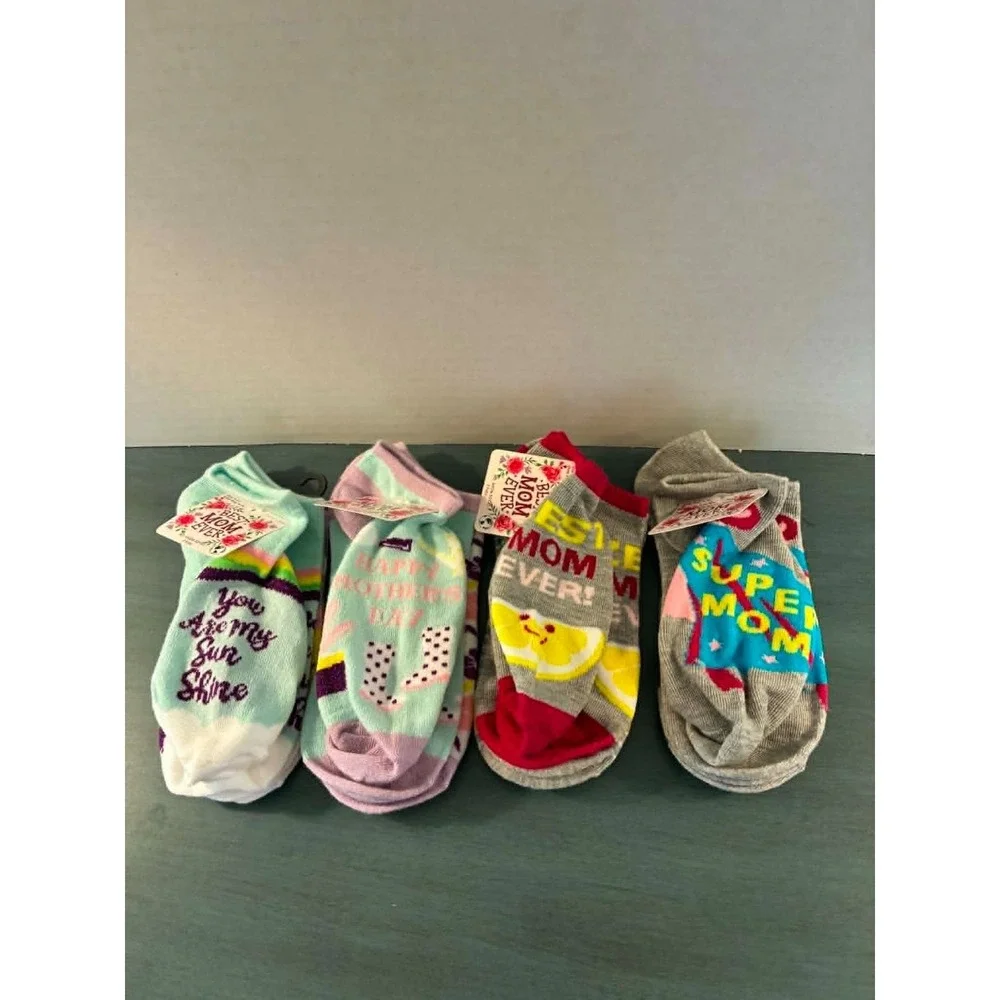 Best Mom Ever Women's No Show Ankle Socks 8 Pair Bundle Colorful Gift Set NWT‎